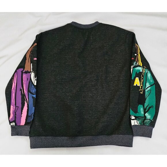 Women's IT GIRL Trendy Modern Graphic Print Oversized Pullover Sweatshirt Size M - Picture 5 of 9